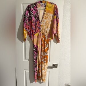 Zara Pink and Orange Long Sleeve Dress